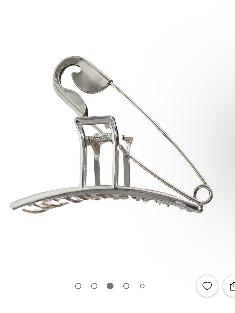 XL Sturdy Metallic Silver Hair Clamp with Large Pin –